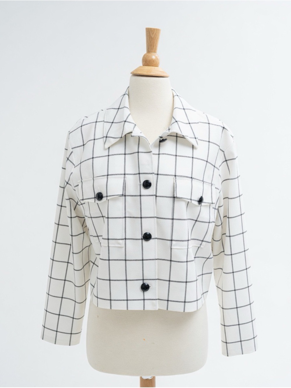 Hugo‎ Boss Asulia White Windowpane Grid Button Jacket